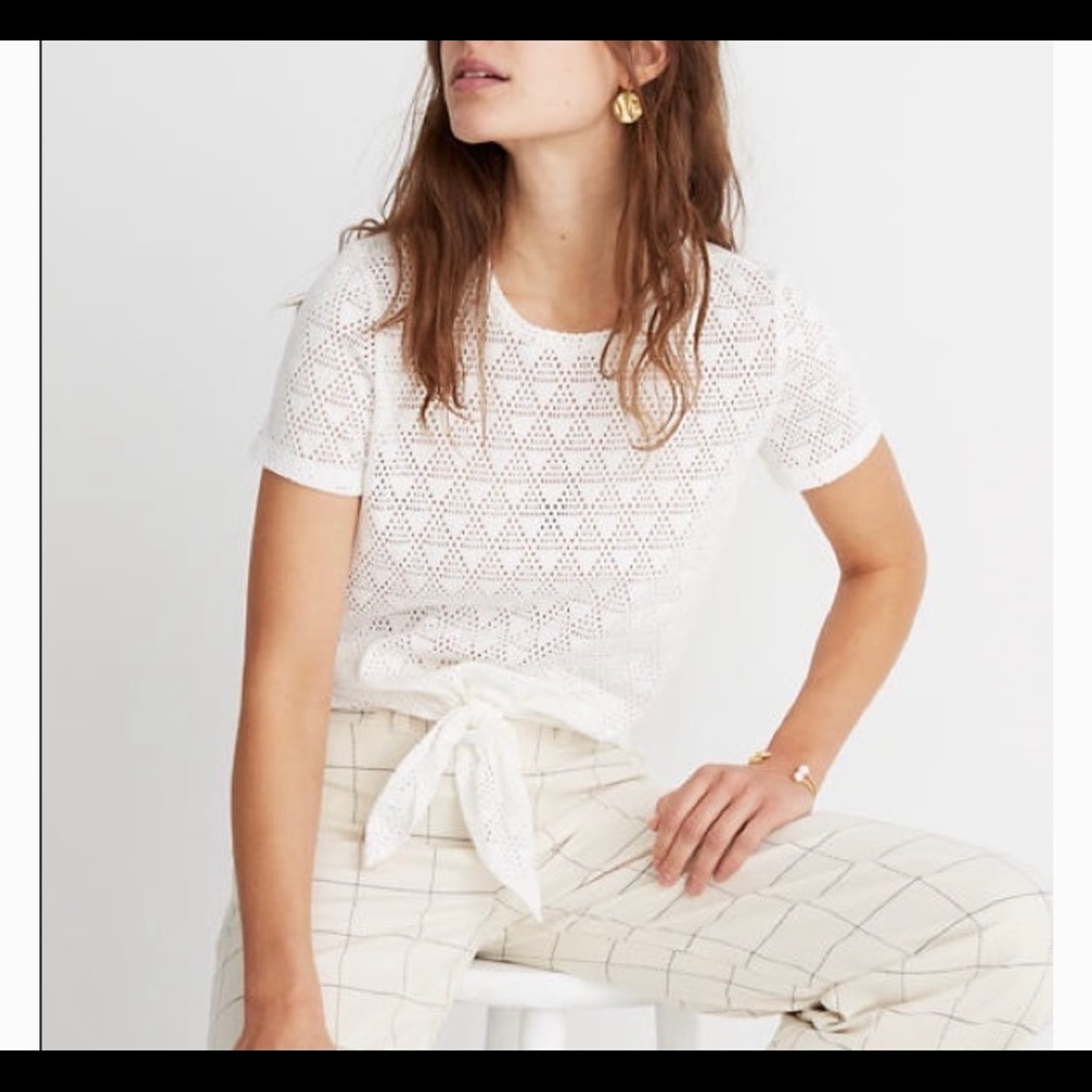 Madewell Texture & Thread Geometric Tie Front Tee